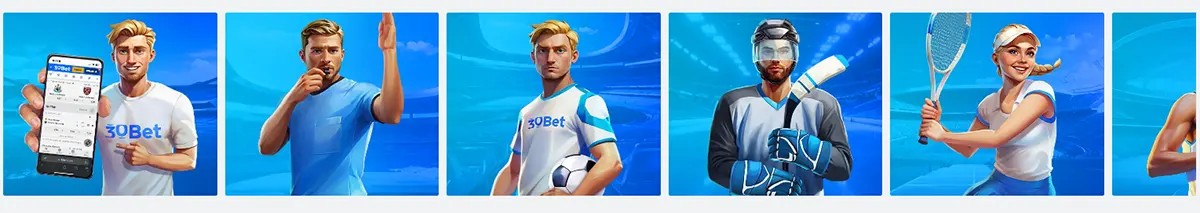 Sports betting brand visuals showing athletes using a mobile betting app and representing different sports
